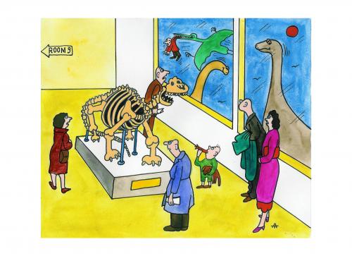 Cartoon: Archeological Museum (medium) by Alexei Talimonov tagged archeology,museum,prehistorical