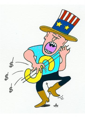 Cartoon: Dollar Song (medium) by Alexei Talimonov tagged financial,crisis,wall,street,bankers