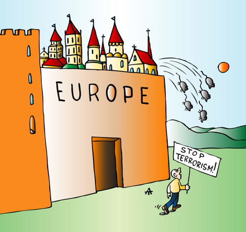 Cartoon: Europe (medium) by Alexei Talimonov tagged europe,terrorism