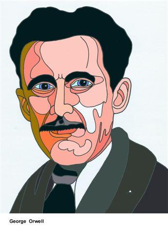 Cartoon: George Orwell (medium) by Alexei Talimonov tagged author,literature,books,george,orwell