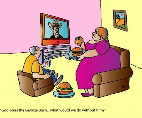Cartoon: Hamburger (medium) by Alexei Talimonov tagged big,macs,fast,food,usa,george,bush,hamburger