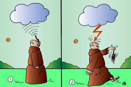 Cartoon: Monk with Mobile (medium) by Alexei Talimonov tagged mobile,monk