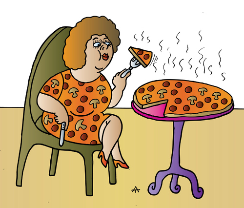 Cartoon: Pizza woman (medium) by Alexei Talimonov tagged pizza