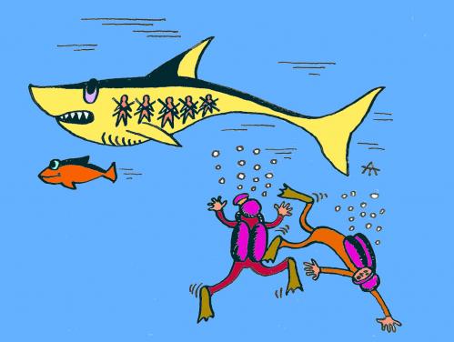 Cartoon: Shark (medium) by Alexei Talimonov tagged summer,holidays,dyving,fish,hunting