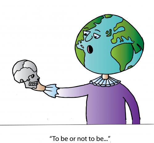 Cartoon: To be or not to be (medium) by Alexei Talimonov tagged financial,crisis,swine,flu,global,warming,to,be