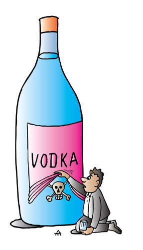 Cartoon: Vodka (medium) by Alexei Talimonov tagged vodka,alcohol,drinking