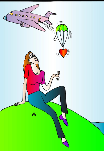 Cartoon: Woman and Aircraft (medium) by Alexei Talimonov tagged woman,aircraft