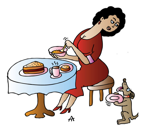 Cartoon: Woman and Dog (medium) by Alexei Talimonov tagged woman,dog,pets