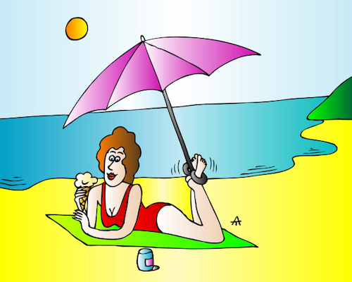 Cartoon: Woman on Beach (medium) by Alexei Talimonov tagged beach