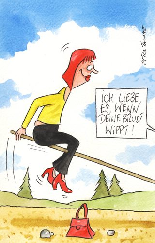 Cartoon: brust (medium) by Peter Thulke tagged no,liebe,partnerschaft,busen,wippe