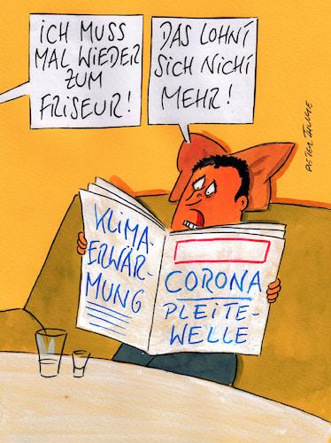 Cartoon: friseur (medium) by Peter Thulke tagged friseur,corona,friseur,corona