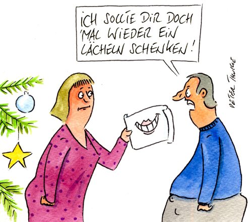 Cartoon: lächeln (medium) by Peter Thulke tagged weihnachten,ehe,weihnachten,ehe