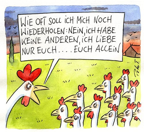 Cartoon: nur euch (medium) by Peter Thulke tagged hühner,liebe