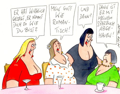 Cartoon: romantisch (medium) by Peter Thulke tagged frauen,männer,frauen,männer