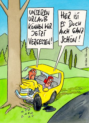 Cartoon: urlaub (medium) by Peter Thulke tagged urlaub,auto,urlaub,auto,ferien,verreisen,autounfall,unfall,natur,wald