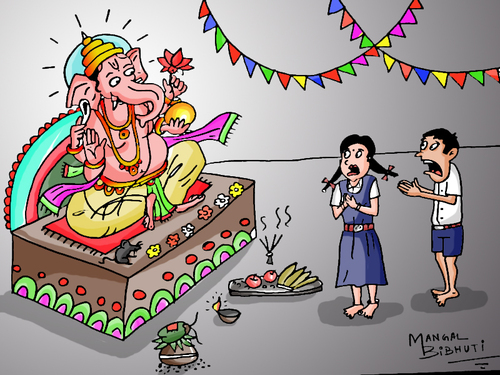 Cartoon: Lord Ganesha (medium) by mangalbibhuti tagged cartoonganesh,cartoon,indiangod,mangalbibhuti,india,ganesha