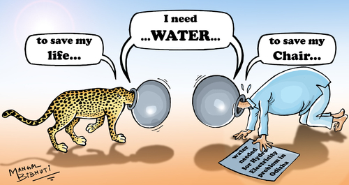 Cartoon: Save water (medium) by mangalbibhuti tagged bhubaneswar,cuttack,odiacartoon,energy,environment,leopard,tiger,odisha,mangalbibhuti,bibhuti,mangal,naveenpatanaik,patanaik,naveen,water,save