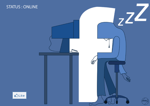 Cartoon: facebook status online (medium) by sebtahu4 tagged zuckerbook,facebook,cartoon,mark,zuckerberg,cartoons