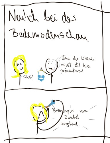 Cartoon: Bademodenschau (medium) by hartabersair tagged baden,modenschau,unterwäsche