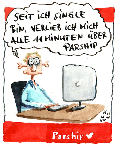 Cartoon: Parship (medium) by huehn tagged parship,verlieben,liebe,single