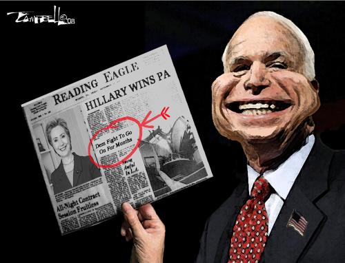 Cartoon: McCains Big Smile (medium) by CARTOONISTX tagged usa,presidential,election,hillary,clinton,barack,obama