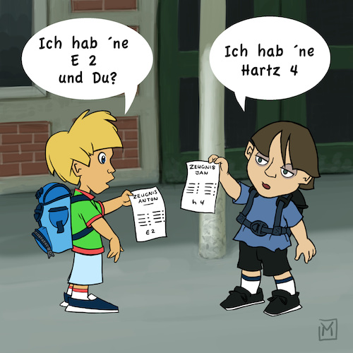 Cartoon: Chancengleichheit Bildung (medium) by Michael Verhülsdonk tagged zeugnis,zensuren,schule,schüler,bildung,bildungswesen,hartz4,chancengleichheit,zeugnisse