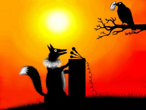 Cartoon: crow and fox (medium) by ugur demir tagged mm