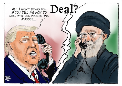 Cartoon: Deal? (medium) by jean gouders cartoons tagged trump,iran,trump,iran