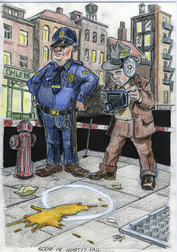 Cartoon: scene of Humptys fall (medium) by jean gouders cartoons tagged ei,oef,egg,jean,gouders