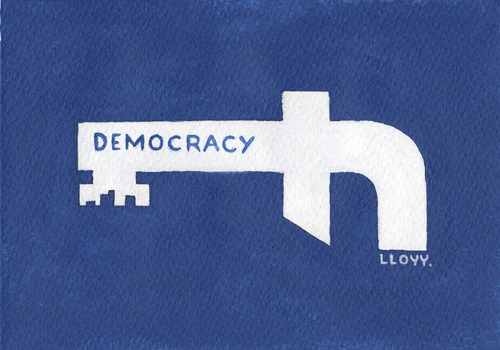 Cartoon: Master key to democracy (medium) by lloyy tagged zuckerbook,facebook,democracy,to,key,master