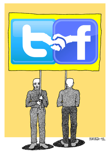 Cartoon: Social Networks (medium) by srba tagged icons,facebook,twitter,network,social
