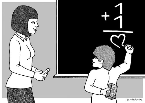 Cartoon: Teaching (medium) by srba tagged teaching,education,mathematic,love