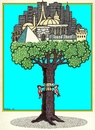 Cartoon: World Tree (small) by srba tagged tree woodpeckers buildings