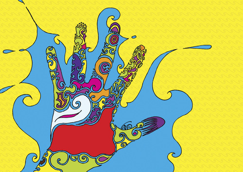 Cartoon: hand (medium) by caro tagged hand,colours