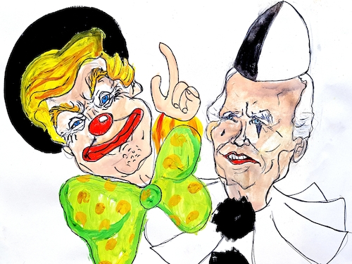 Cartoon: Amerikanische Herzbuben (medium) by 10e tagged trump,biden,usa,präsident,amerika,wahlkampf,clown,karikatur
