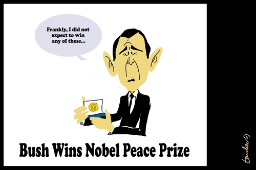 Cartoon: Nobel (medium) by Bravemaina tagged bush,nobel,prize,peace