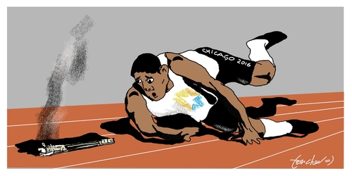 Cartoon: Olympic Mishap (medium) by Bravemaina tagged chicago,olympics,2016