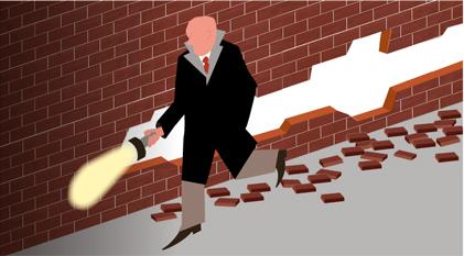Cartoon: Light (medium) by Mihail tagged light,lantern,wall,bricks,dig,tunnel