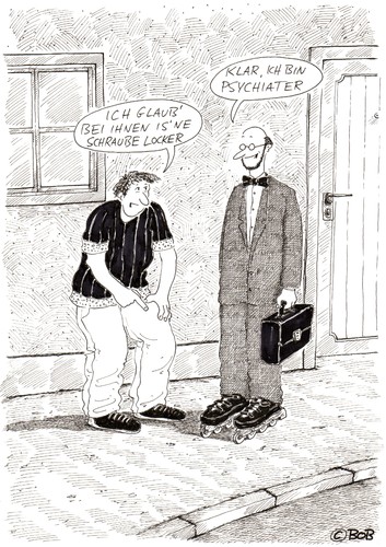 Cartoon: Na sowas... (medium) by Christian BOB Born tagged inliner,gehweg,schraube,locker,psychiater,selbstbewußt