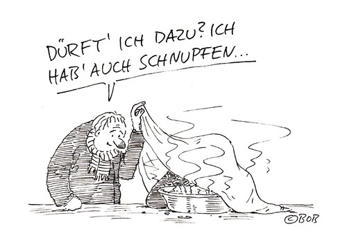 Cartoon: Wenns sein muß (medium) by Christian BOB Born tagged schnupfen,erkältung,grippe,krank,inhalieren,dampf,schnupfen,erkältung,grippe,krank,inhalieren,dampf,gesundheit,krankheit