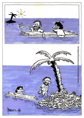 Cartoon: Lost (medium) by marcosymolduras tagged island,castaway,lost