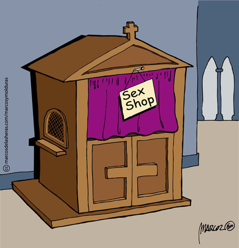 Cartoon: Sex-shop (medium) by marcosymolduras tagged religion,child,abuse,pedophilia