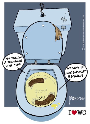 Cartoon: Talks shit II (medium) by marcosymolduras tagged bowl,sesame,shit,talks,wc