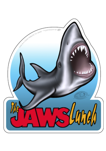 Cartoon: the jaws lunch sticker (medium) by elle62 tagged sticker,bruce,sharks,jaws