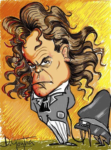 Cartoon: Beethoven (medium) by David Goytia tagged musica,beethoven,piano