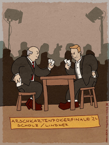 Cartoon: Arschkartenpoker (medium) by hollers tagged scholz,lindner,ampel,koalition,ampelbruch,schuldzuweisung,schuld,spd,fdp,innenpolitik,politiker,parteien,scholz,lindner,ampel,koalition,ampelbruch,schuldzuweisung,schuld,spd,fdp,innenpolitik,politiker,parteien