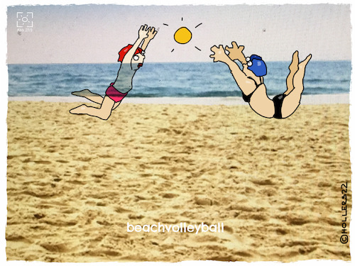 Cartoon: Beachvolleyball (medium) by hollers tagged beach,volleyball,water,sand,play,ball,sports,beach,volleyball,water,sand,play,ball,sports