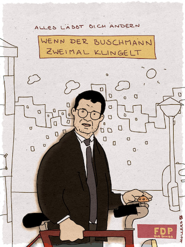 Cartoon: Buschmannklingeln (medium) by hollers tagged buschmann,fdp,neuwahlen,ampel,ampelaus,veränderung,film,jessica,lange,jack,nicholson,verkehr,mobilitätswandel,ökologie,buschmann,fdp,neuwahlen,ampel,ampelaus,veränderung,film,jessica,lange,jack,nicholson,verkehr,mobilitätswandel,ökologie