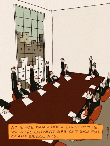 Cartoon: Einstimmig (medium) by hollers tagged vw,aufsichtsrat,sparmaßnahmen,spanferkel,abstimmung,vw,aufsichtsrat,sparmaßnahmen,spanferkel,abstimmung