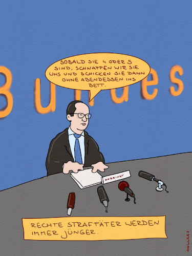 Cartoon: Lauter Benjamin Buttons (medium) by hollers tagged dobrindt,rechte,gewalt,jugendgewalt,benjamin,button,film,brad,pitt,demokratie,dobrindt,rechte,gewalt,jugendgewalt,benjamin,button,film,brad,pitt,demokratie